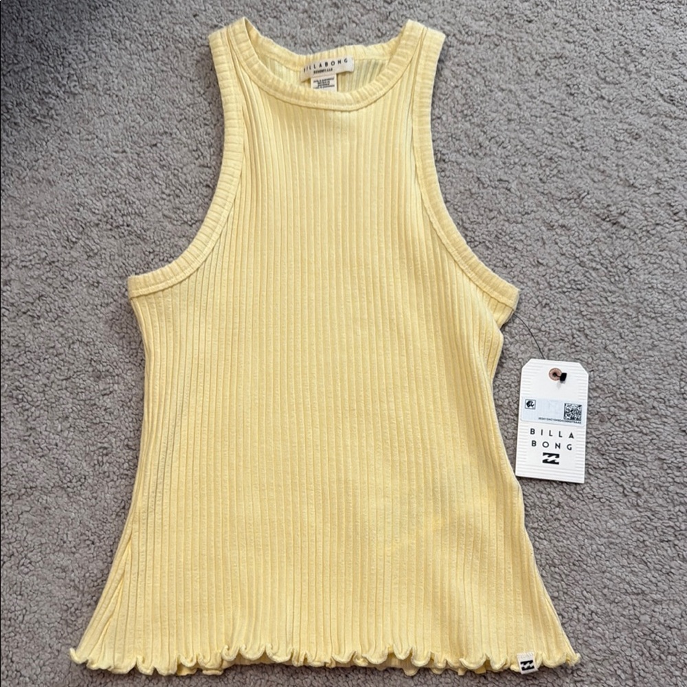 Billabong Women's Light Yellow Ribbed Tank